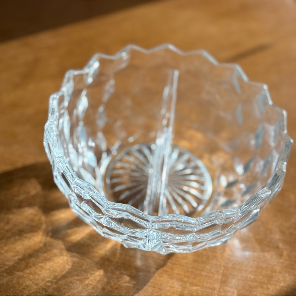 Vintage Fostoria clear crystal‎ glass divided serving dish